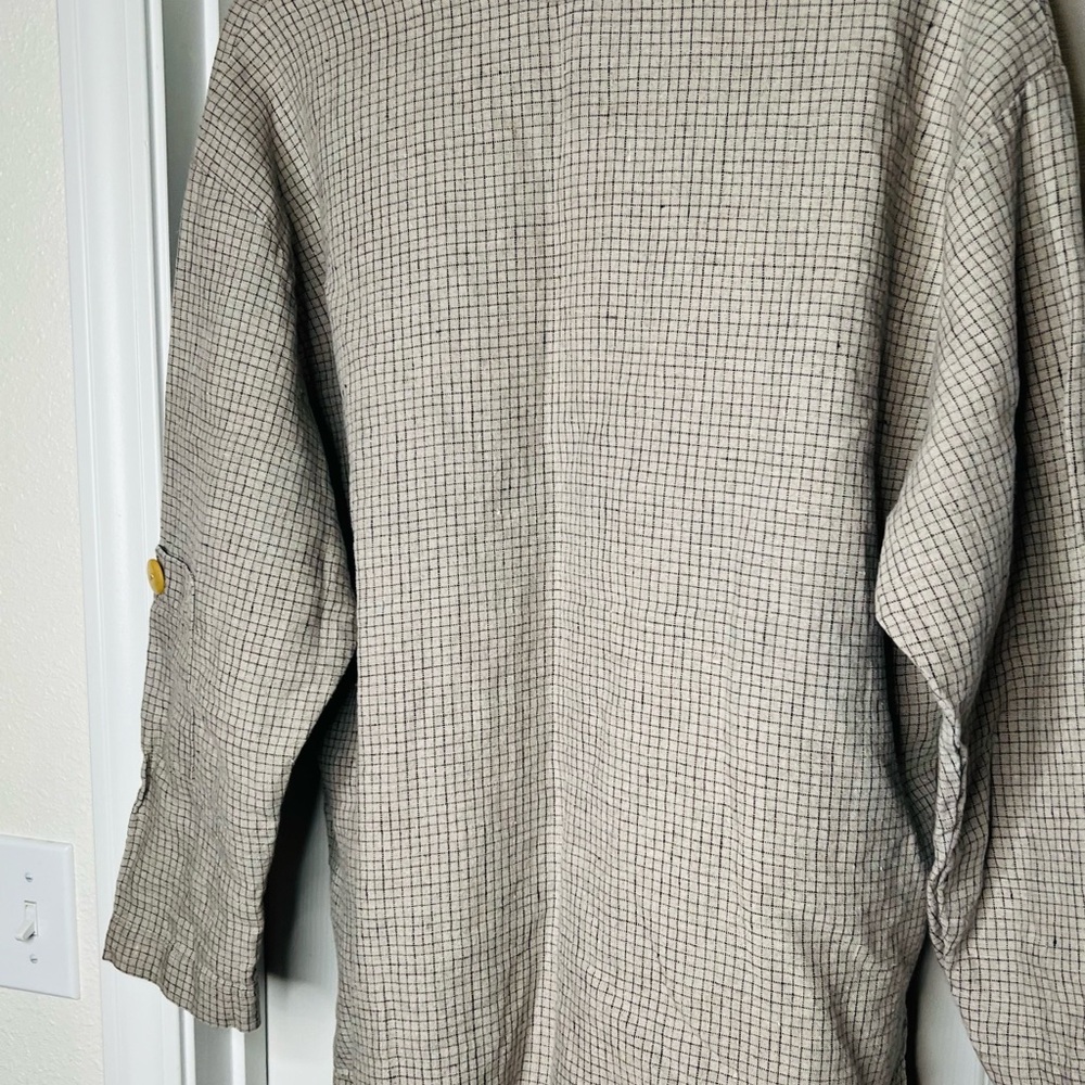 VTG Crunch Sz 1 (Large) Top Women’s Blouse 100% Linen Gray - Picture 3 of 9